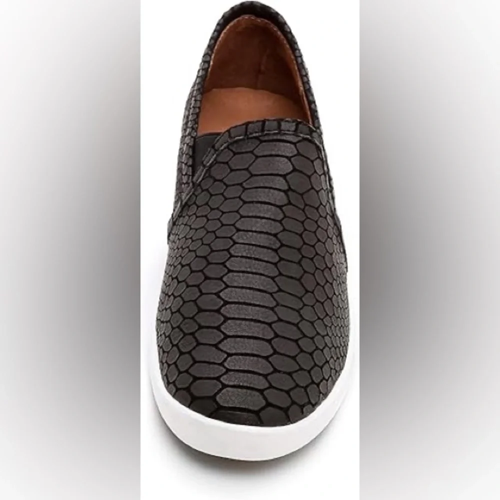 Joie black snakeskin embossed leather sneakers